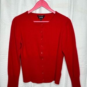 100% cashmere red button up longsleeve cardigan sweater size XL